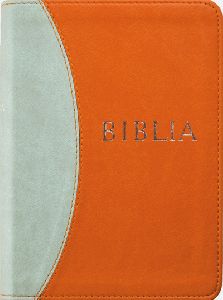 Biblia (RÚF) középméretű, narancs-zöld puhatáblás, varrott